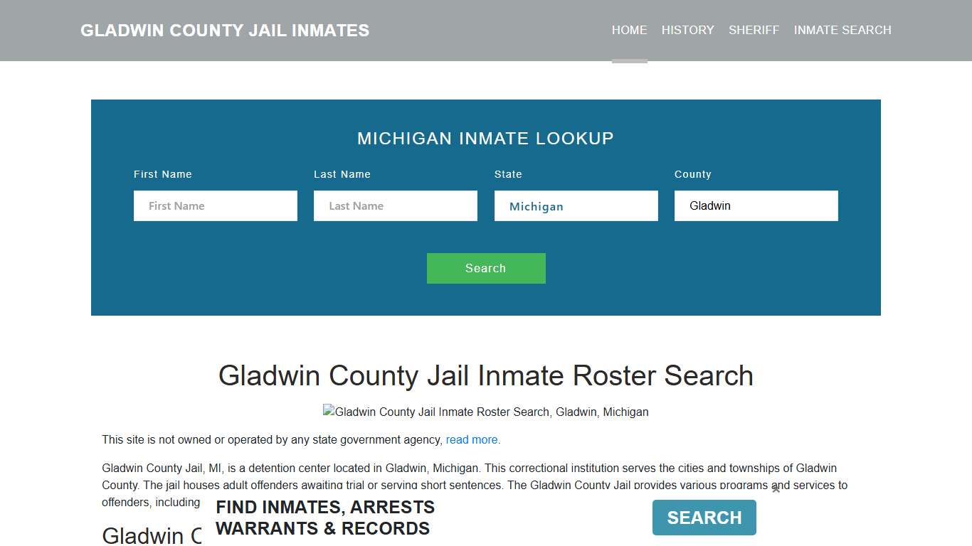 Gladwin County Jail Inmate Roster Lookup, Gladwin, MI